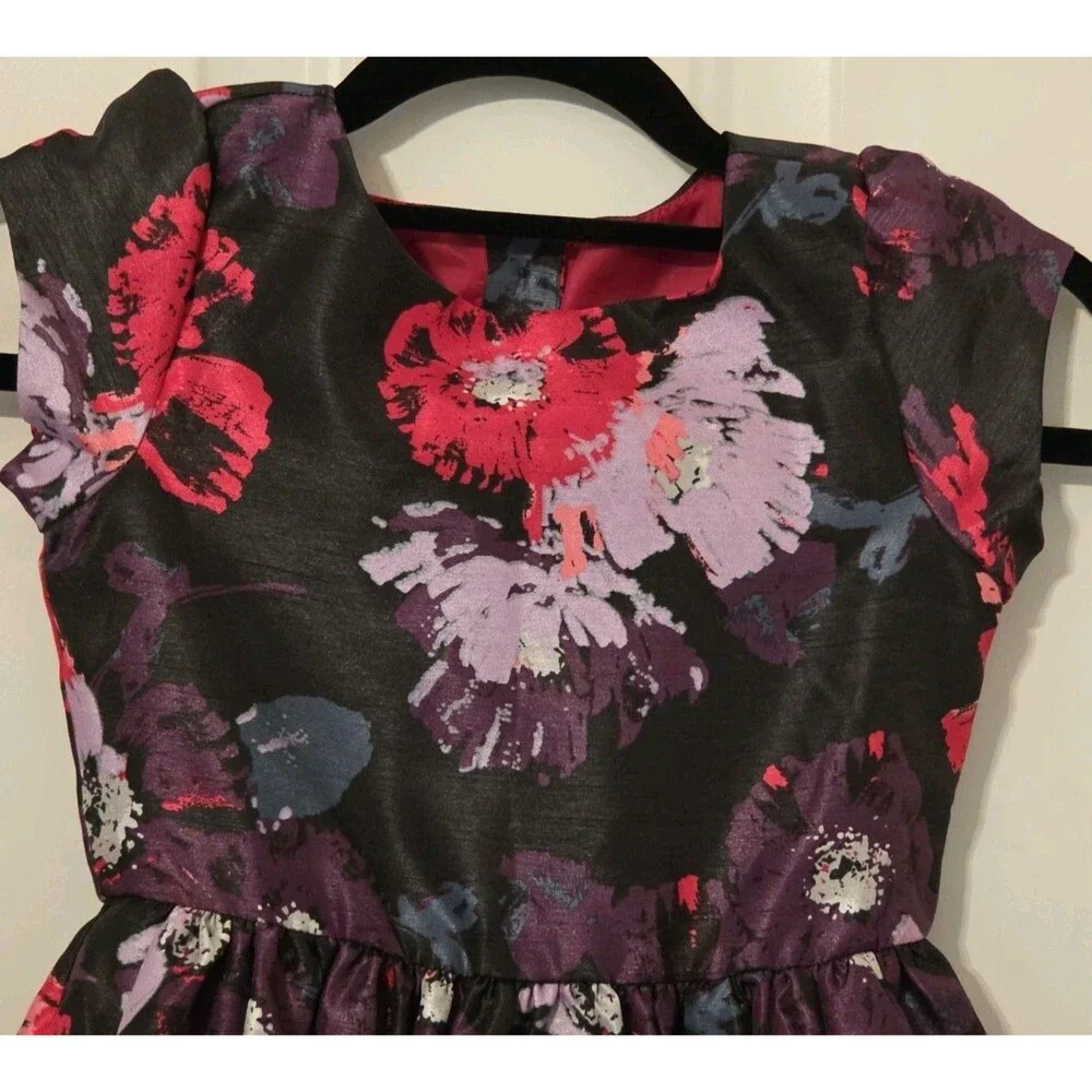 Dressed Up By Gymboree Girl’s Black w/Pink & Purple Flowers - Size 6